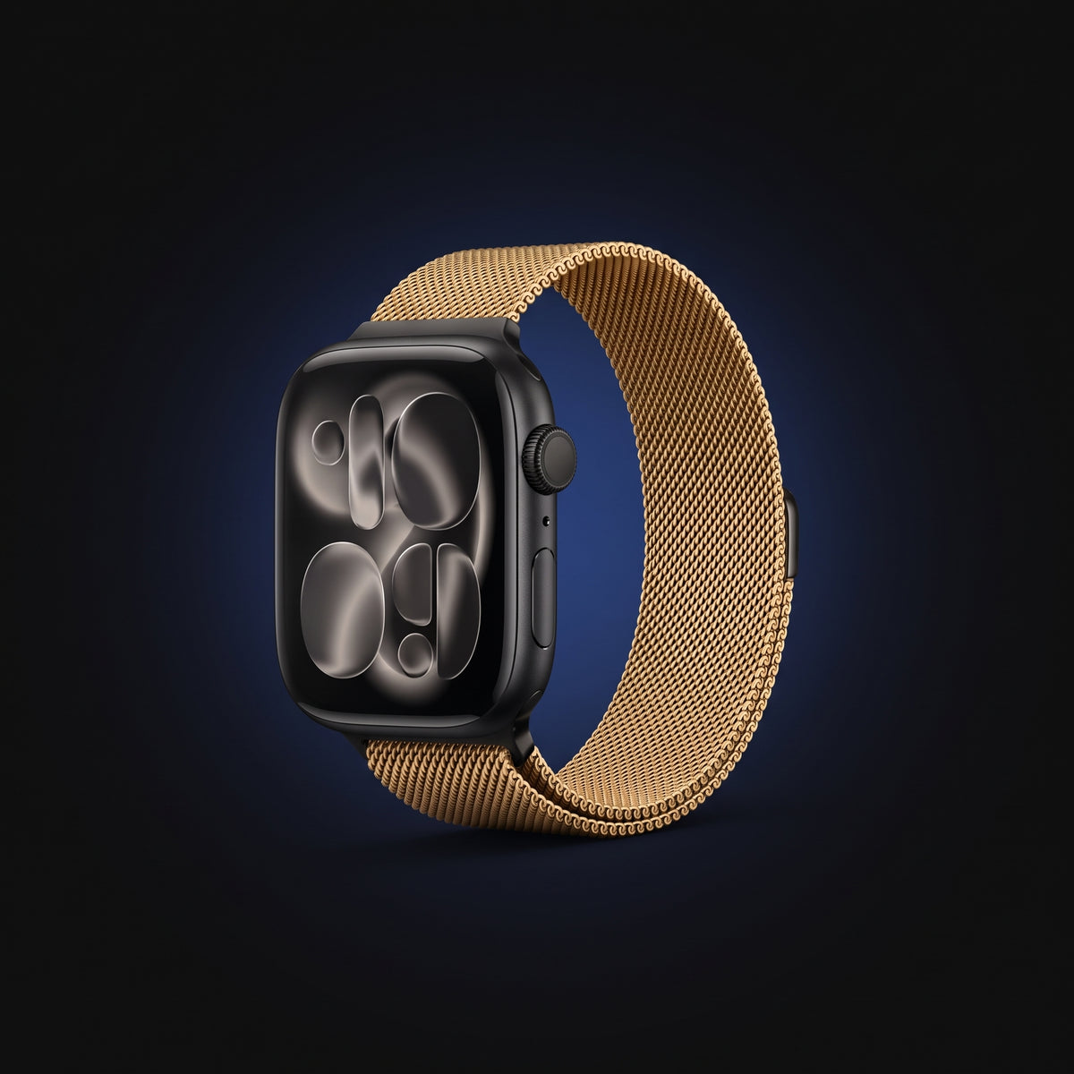 Gold Milanese band fitted to a watch — watch not included